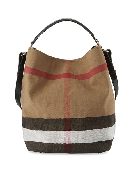 burberry medium mega check canvas hobo bag|BURBERRY Canvas Mega Check Medium Ashby .